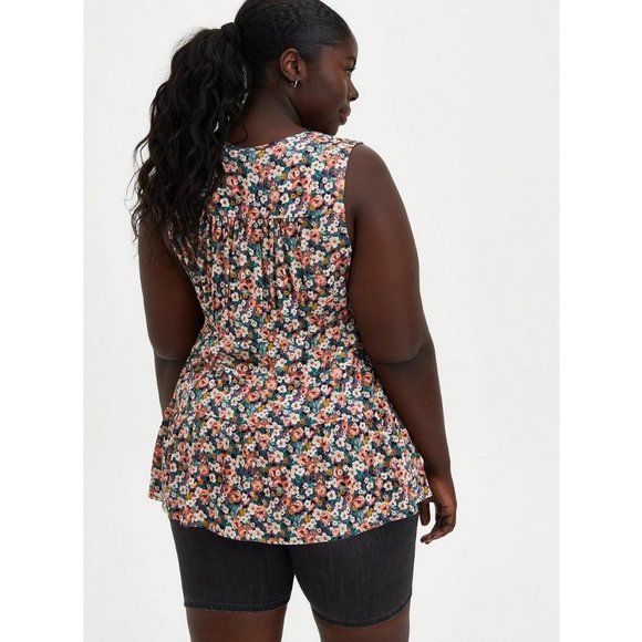 Torrid Womens Rayon Slub Button-Front Tiered Tank Top Size 2 - Picture 3 of 12